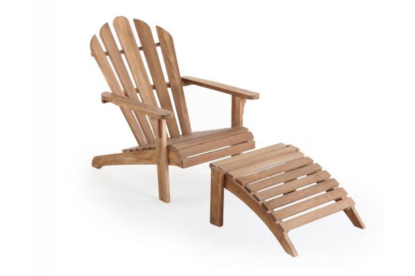 Teak Adirondackstol med skammel - Fantastisk kvalitet!