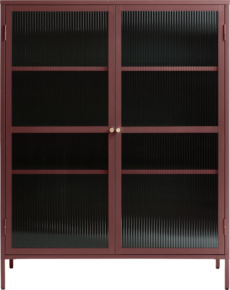 Bronco  Vitrineskab  Vinrød  H140x111x40    Glas