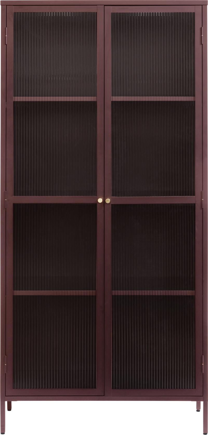 Bronco  Vitrineskab  Vinrød  H190x90x40    Glas