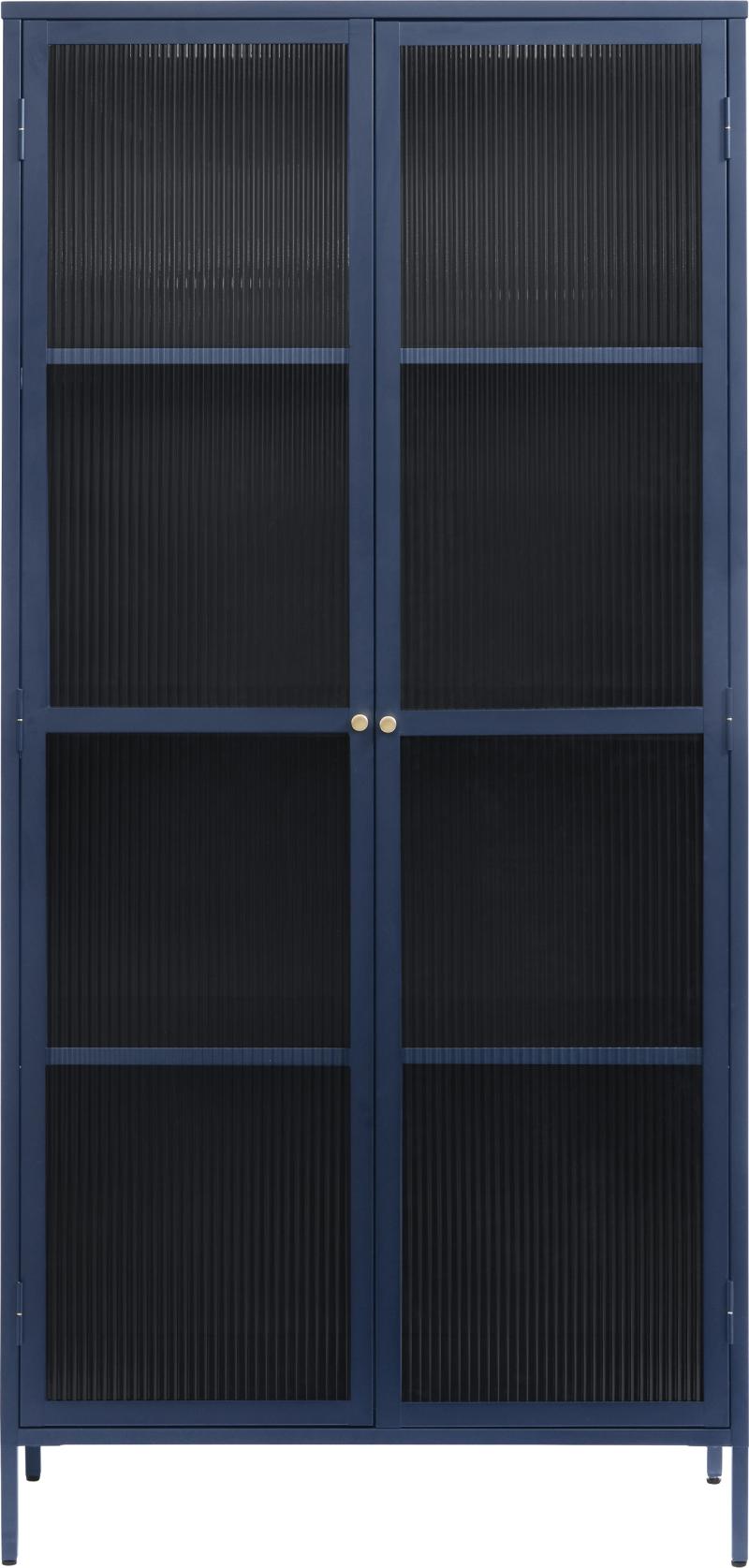Bronco  Vitrineskab  Blå  H190x90x40    Glas