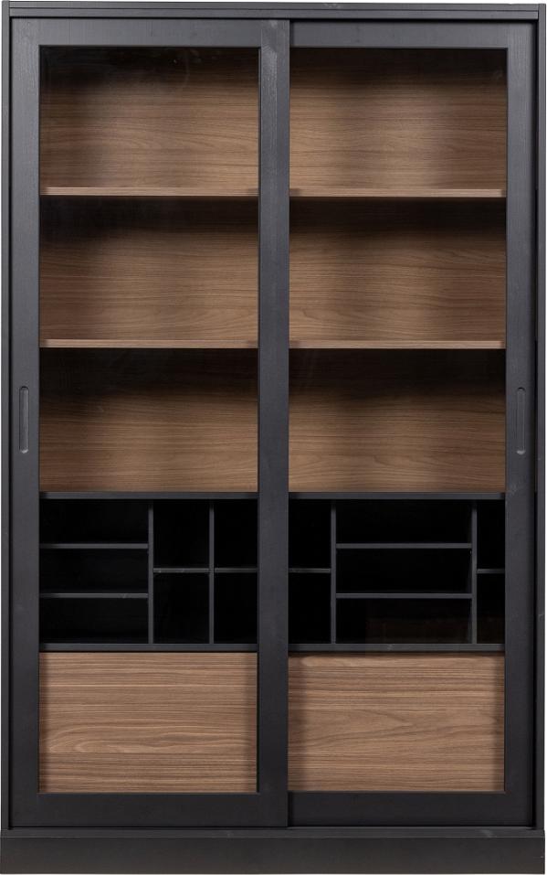 James  Vitrineskab  Sort Natur  H200x47x125    Fyrretræ