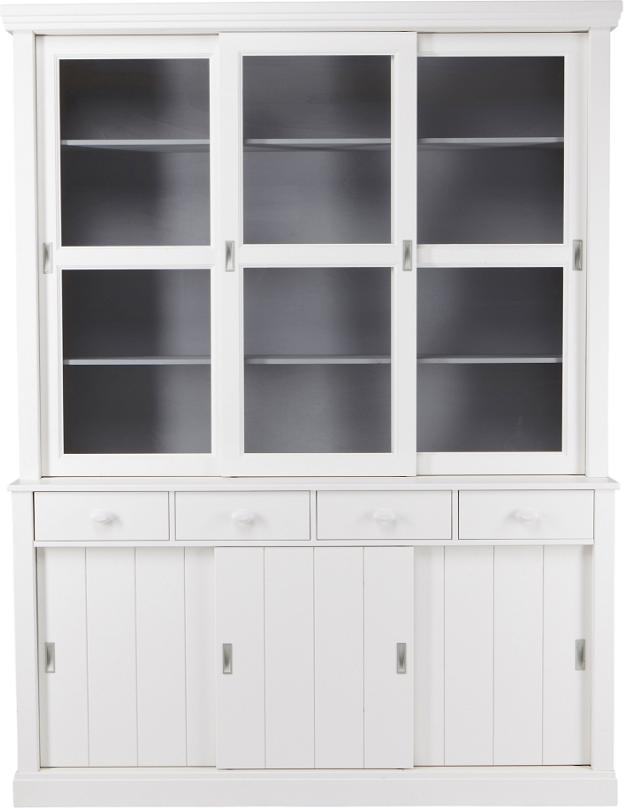 Lagos  Vitrineskab  Hvid  H214x48x166    Fyrretræ