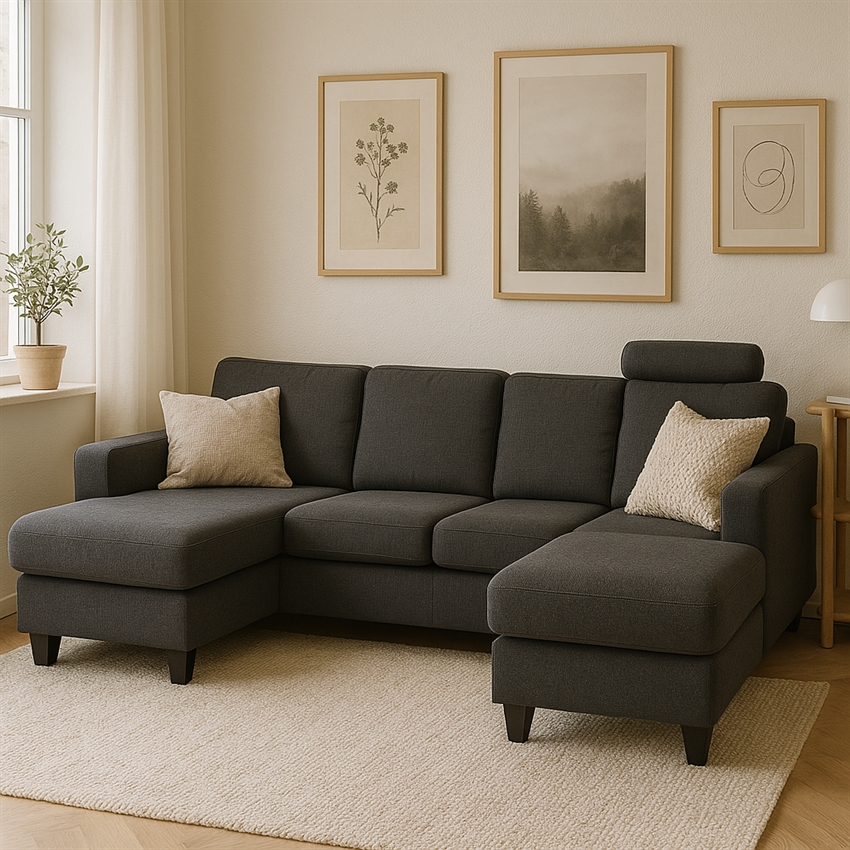 Aalborg   Sofa   Mørkegrå   Højrevendt   Mørkegrå