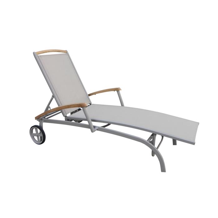 Andy Solvogn Beige Med Teak  Solvogne Brafab Enggården Havemøbler