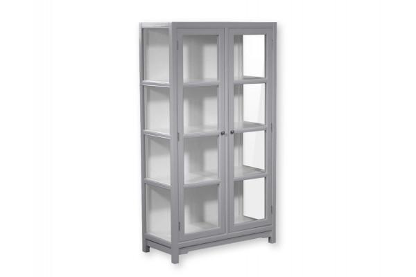 Barsø Vitrineskab 160x90x40   Lysgrå Hvid