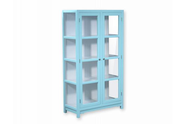 Barsø Vitrineskab 160x90x40   Pastelblå Hvid