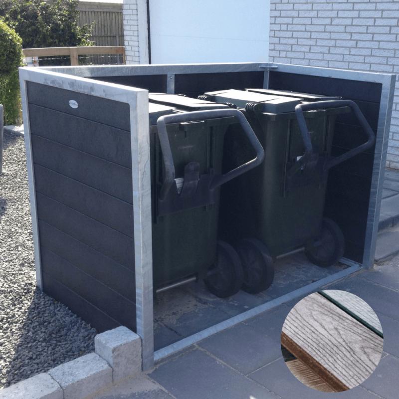 Dobbelt     Skraldespandsskjuler Struktur åben Ash Grey