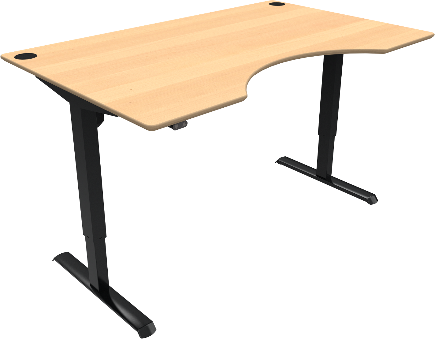 Adaptdesk   -bens Hæve- Sænkebord  Centerudskæring  Natur Sort  H118x160x100    Bøg