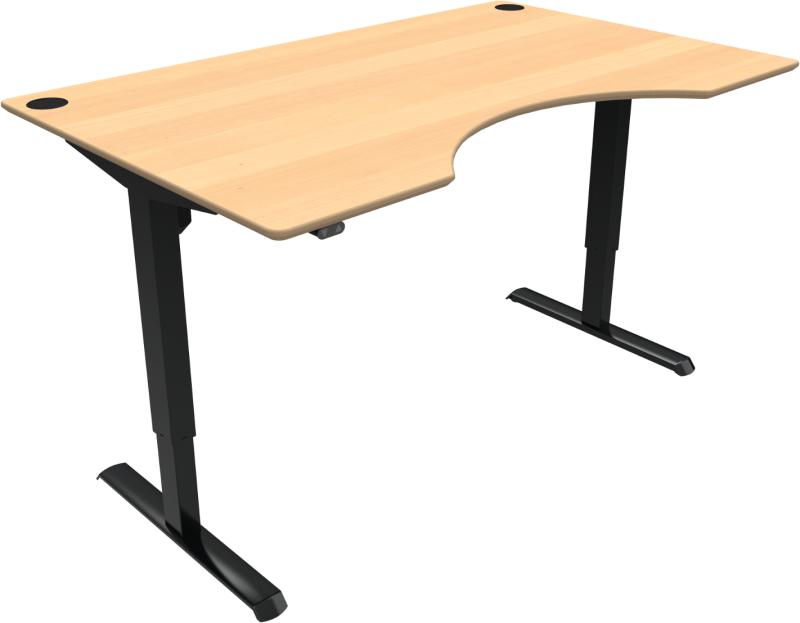Adaptdesk   -bens Hæve- Sænkebord  Centerudskæring  Natur Sort  H118x160x100    Bøg