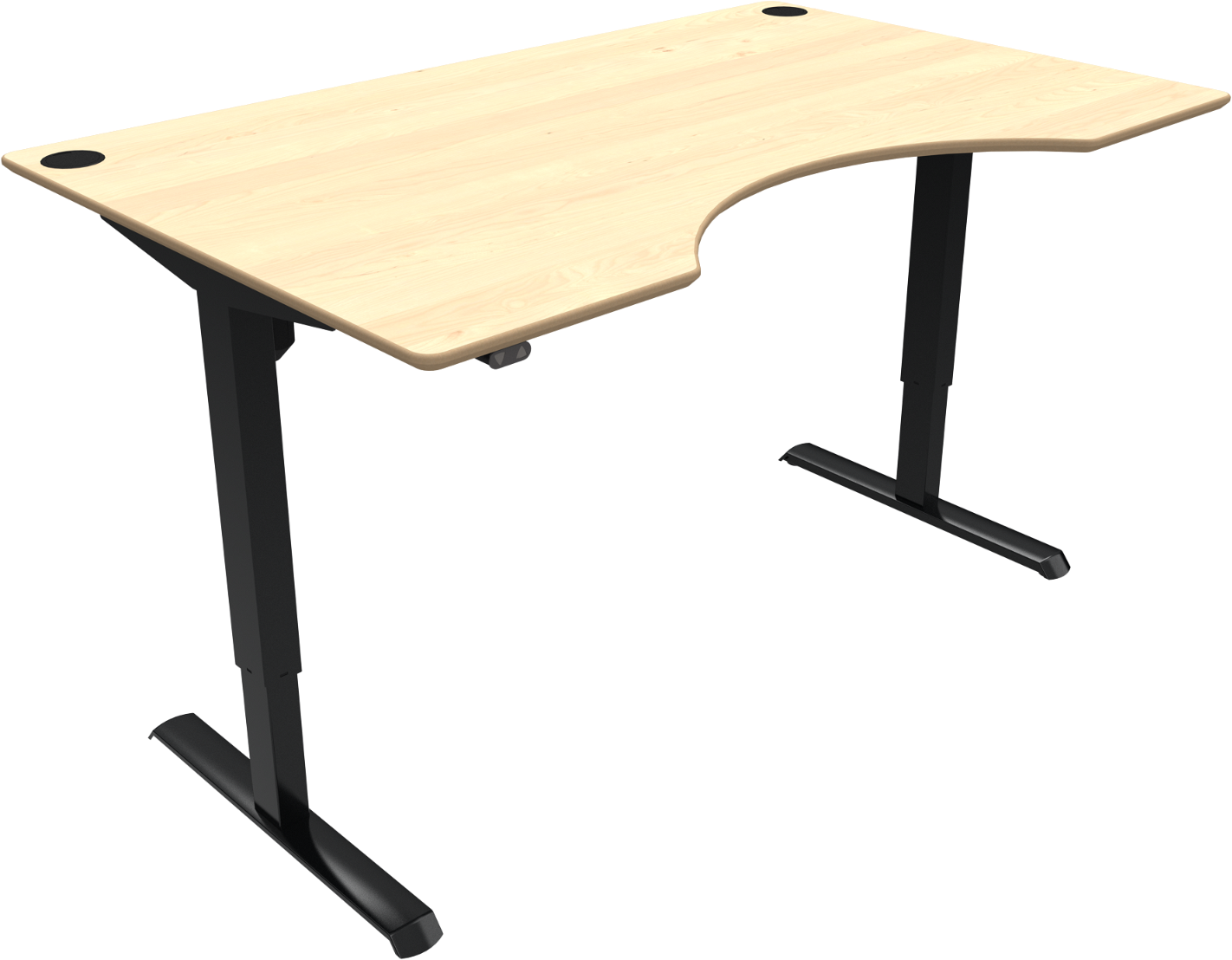 Adaptdesk   -bens Hæve- Sænkebord  Centerudskæring  Natur Sort  H118x160x100    Ahorn