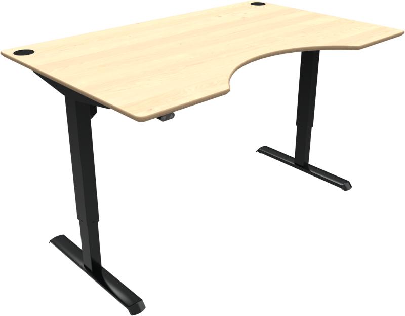 Adaptdesk   -bens Hæve- Sænkebord  Centerudskæring  Natur Sort  H118x160x100    Ahorn