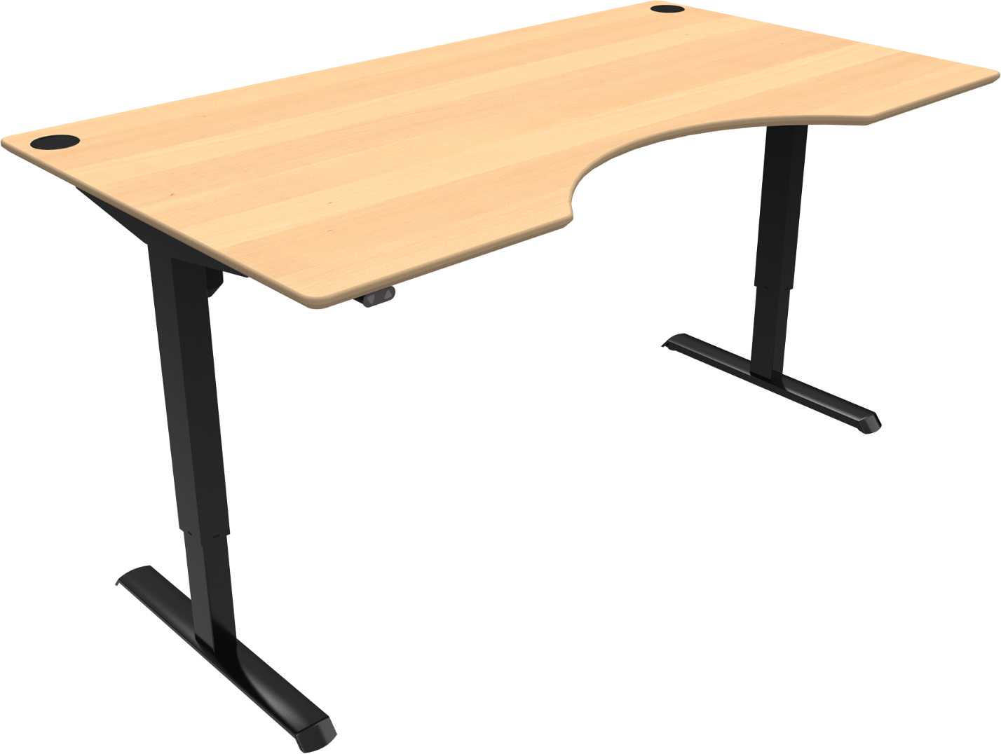 Adaptdesk   -bens Hæve- Sænkebord  Centerudskæring  Natur Sort  H118x180x100    Bøg