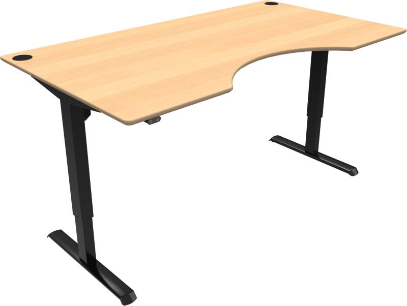 Adaptdesk   -bens Hæve- Sænkebord  Centerudskæring  Natur Sort  H118x180x100    Bøg