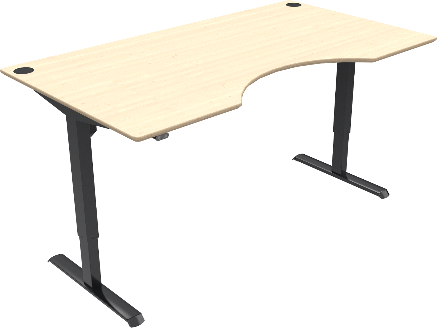 Adaptdesk   -bens Hæve- Sænkebord  Centerudskæring  Natur Sort  H118x180x100    Ahorn