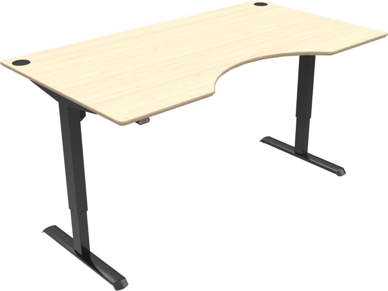 Adaptdesk   -bens Hæve- Sænkebord  Centerudskæring  Natur Sort  H118x180x100    Ahorn