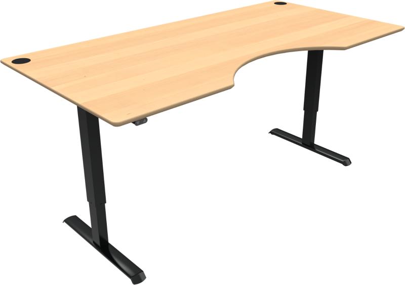 Adaptdesk   -bens Hæve- Sænkebord  Centerudskæring  Natur Sort  H118x200x100    Bøg