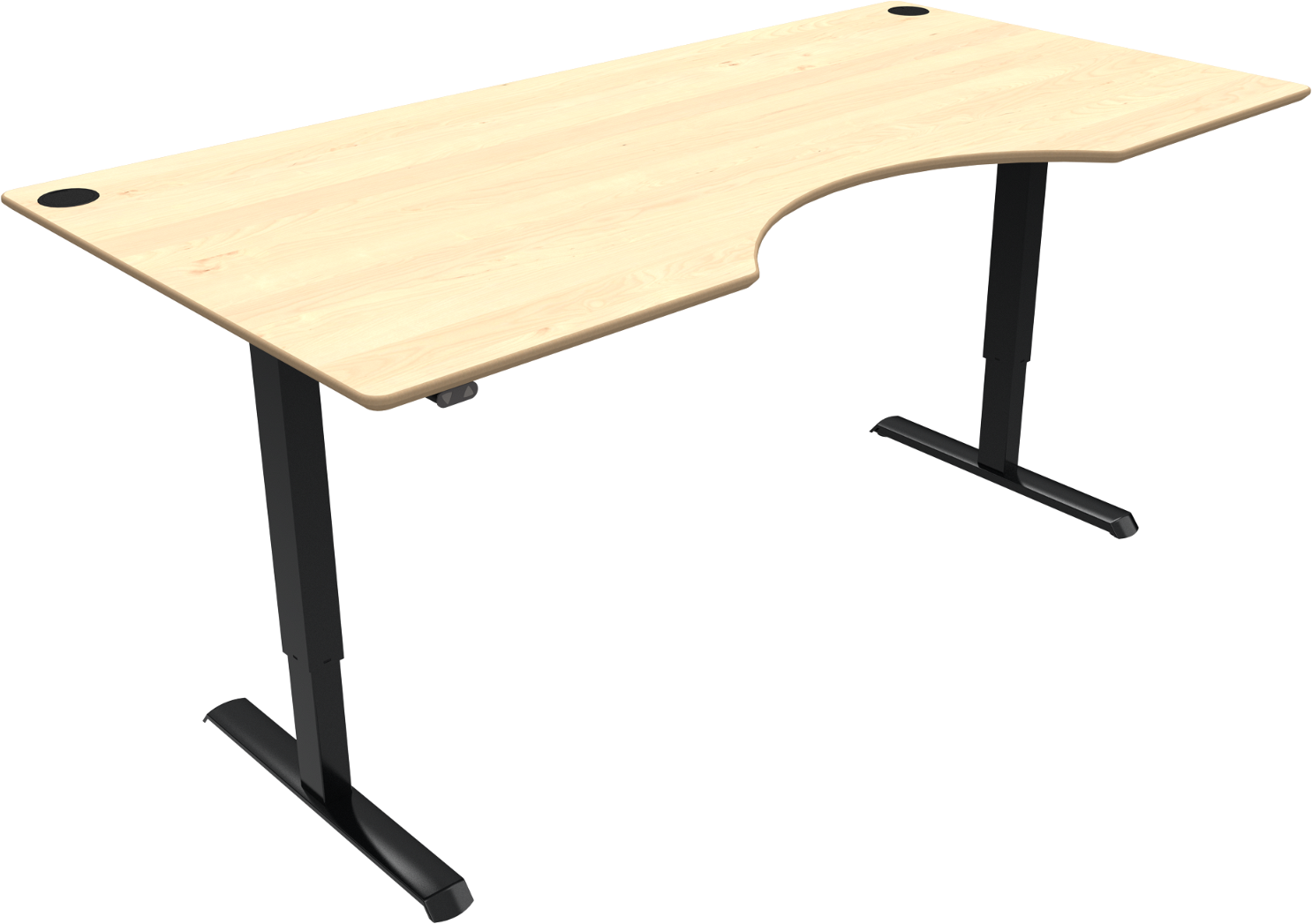 Adaptdesk   -bens Hæve- Sænkebord  Centerudskæring  Natur Sort  H118x200x100    Ahorn