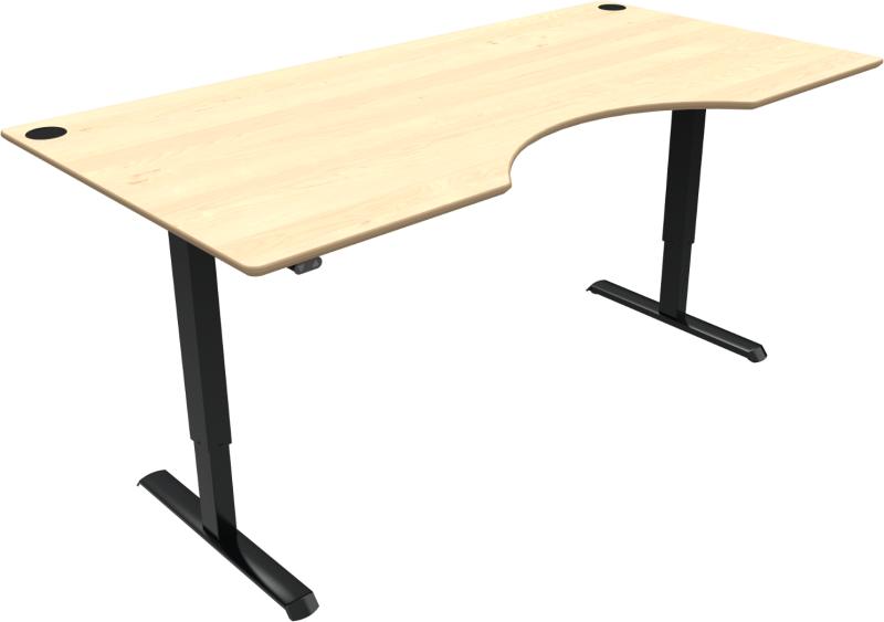 Adaptdesk   -bens Hæve- Sænkebord  Centerudskæring  Natur Sort  H118x200x100    Ahorn