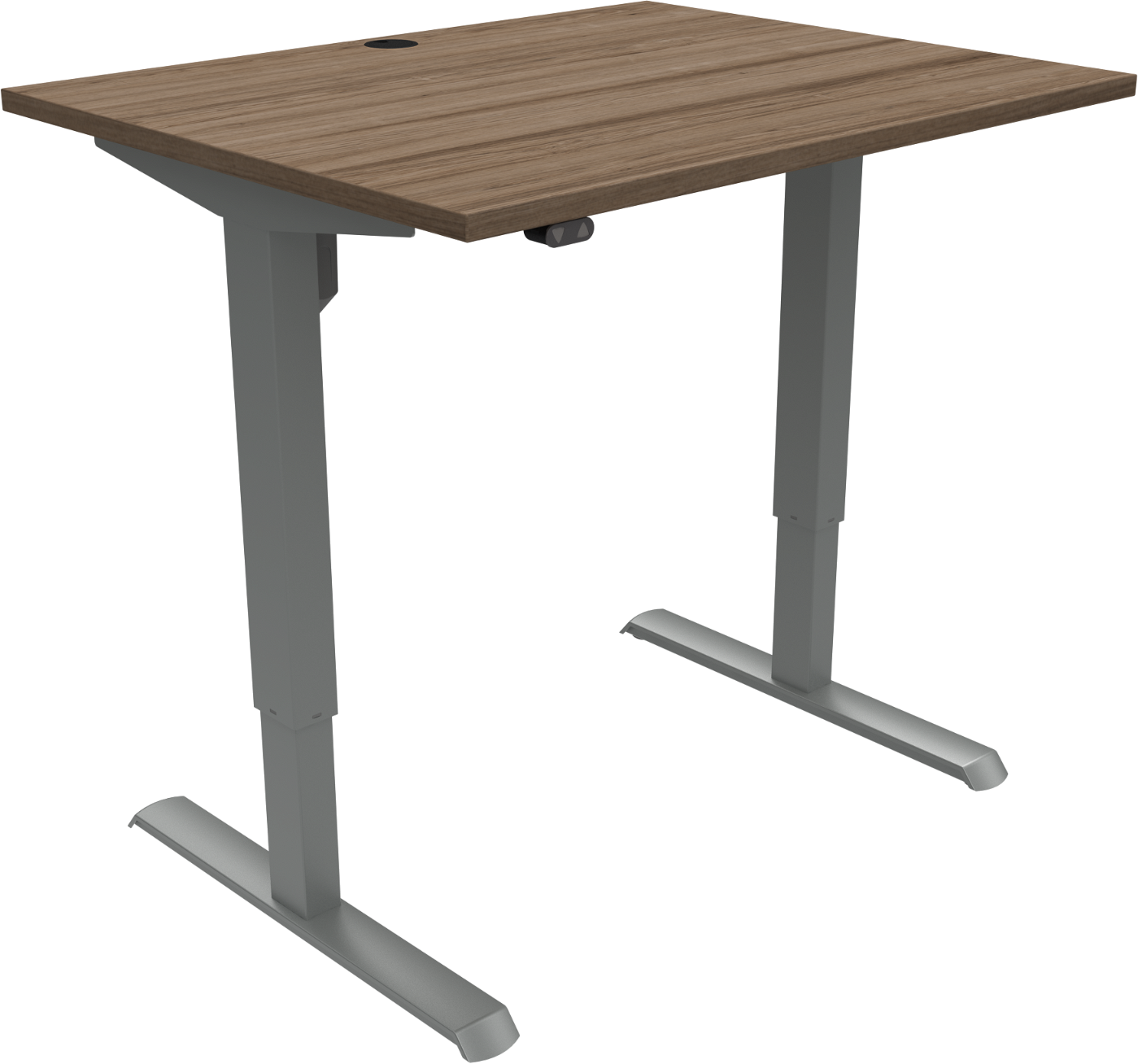 Adaptdesk   -bens Hæve- Sænkebord  Firkantet  Mørk Natur Sølv  H118x100x80    Valnød