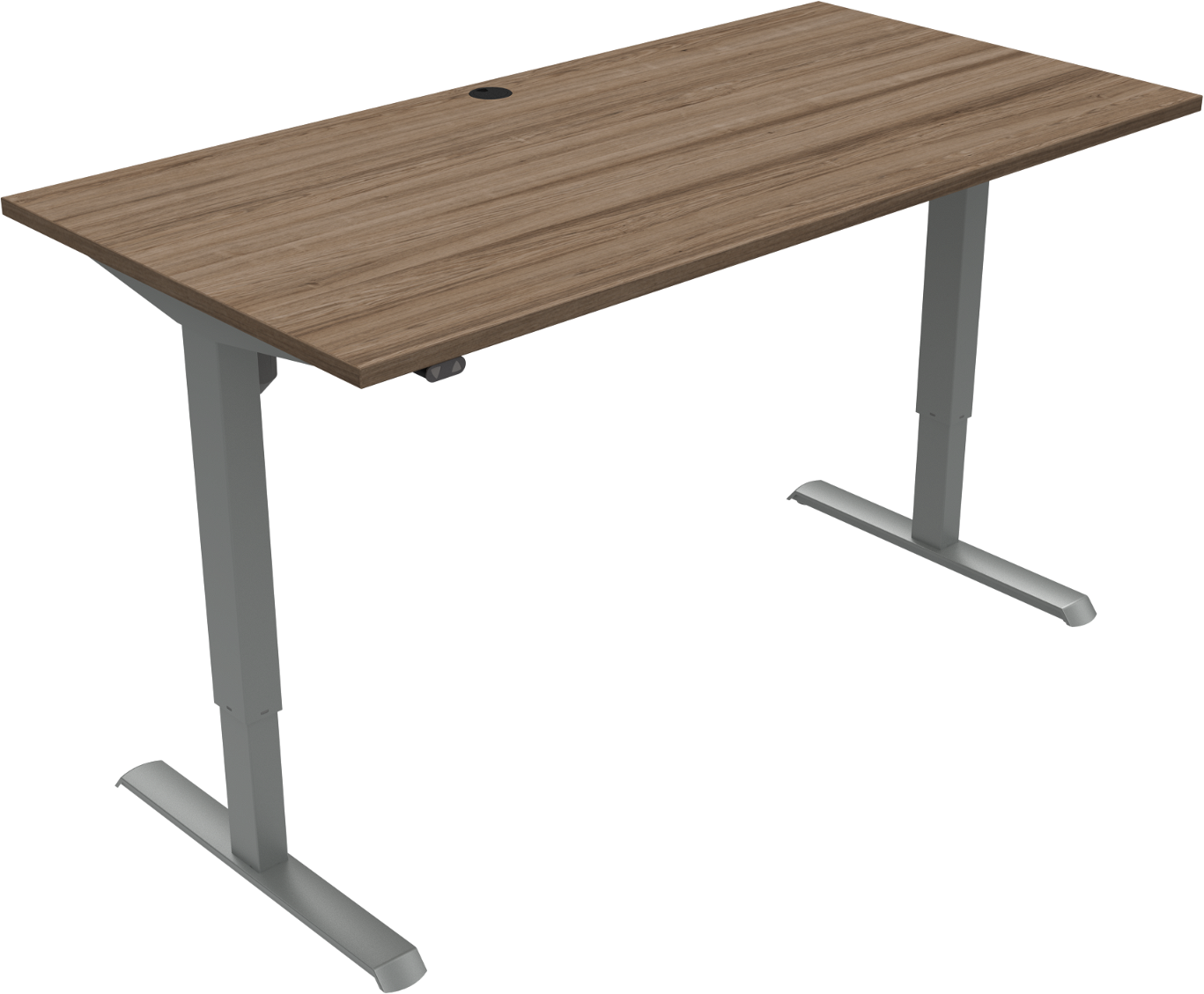 Adaptdesk   -bens Hæve- Sænkebord  Firkantet  Mørk Natur Sølv  H118x160x80    Valnød
