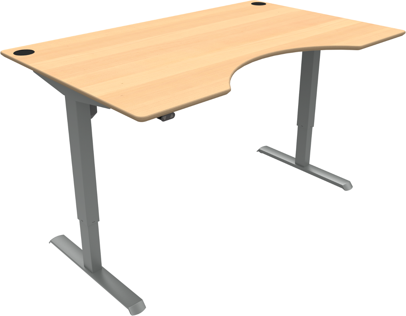 Adaptdesk   -bens Hæve- Sænkebord  Centerudskæring  Natur Sølv  H118x160x100    Bøg