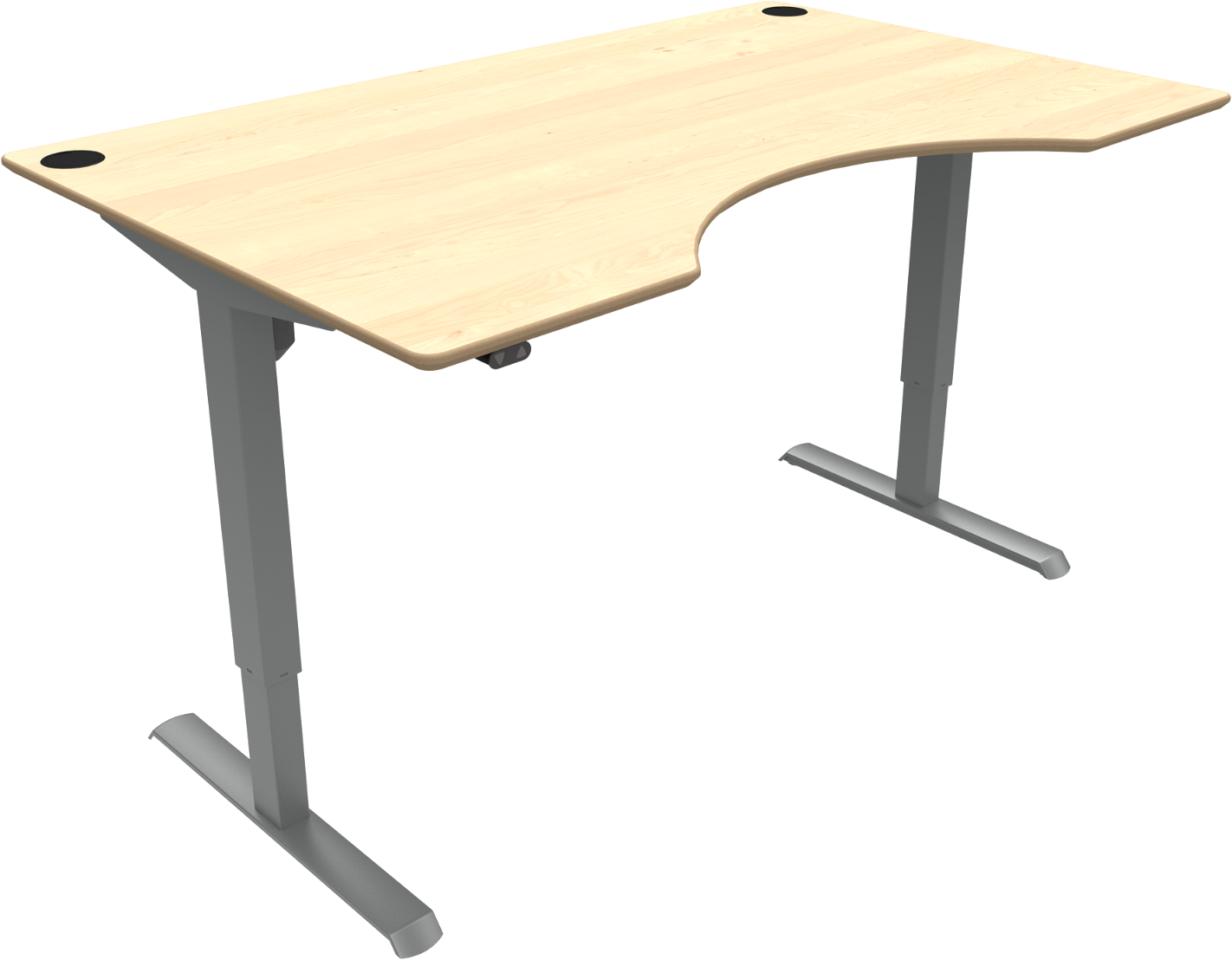 Adaptdesk   -bens Hæve- Sænkebord  Centerudskæring  Natur Sølv  H118x160x100    Ahorn