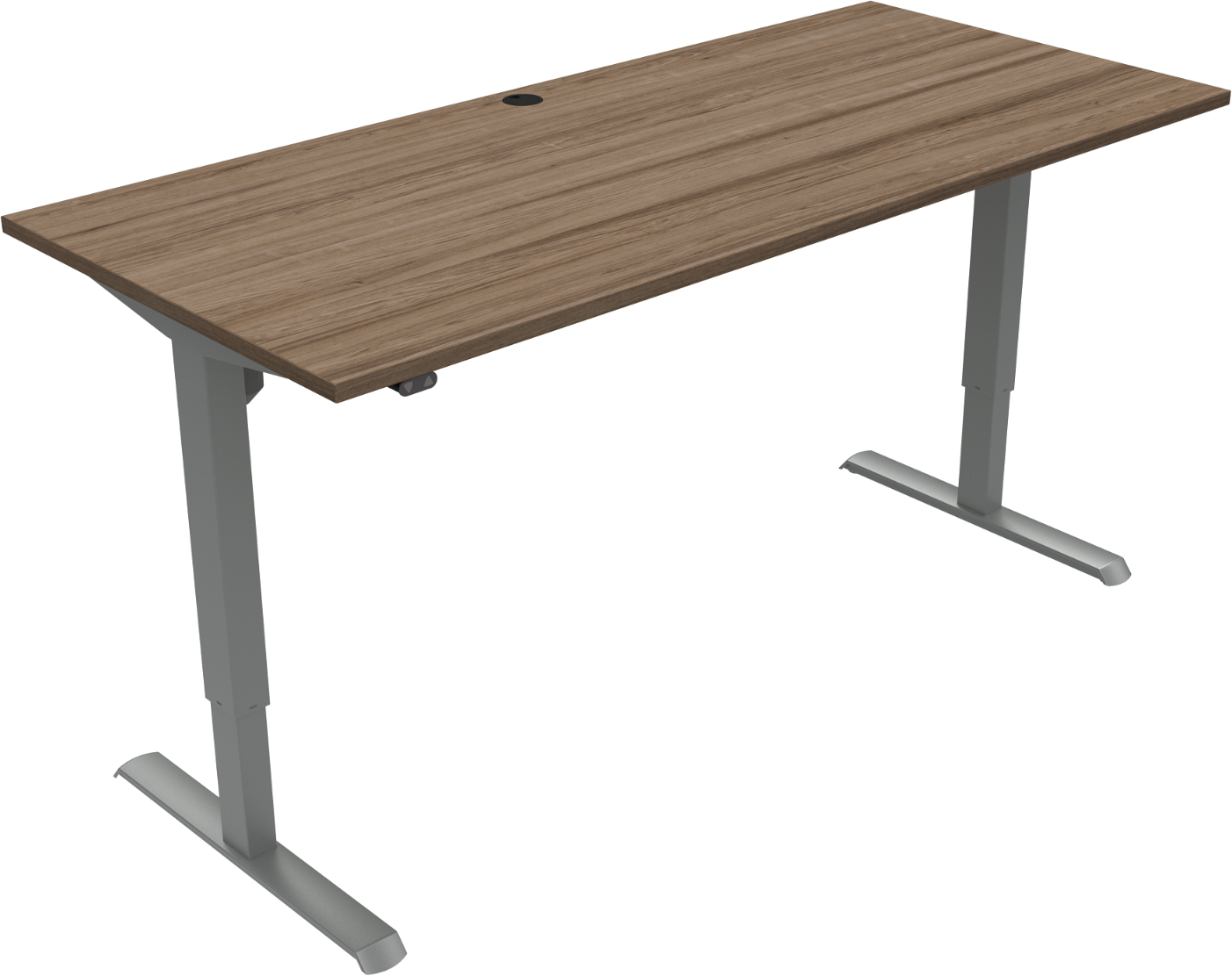 Adaptdesk   -bens Hæve- Sænkebord  Firkantet  Mørk Natur Sølv  H118x180x80    Valnød