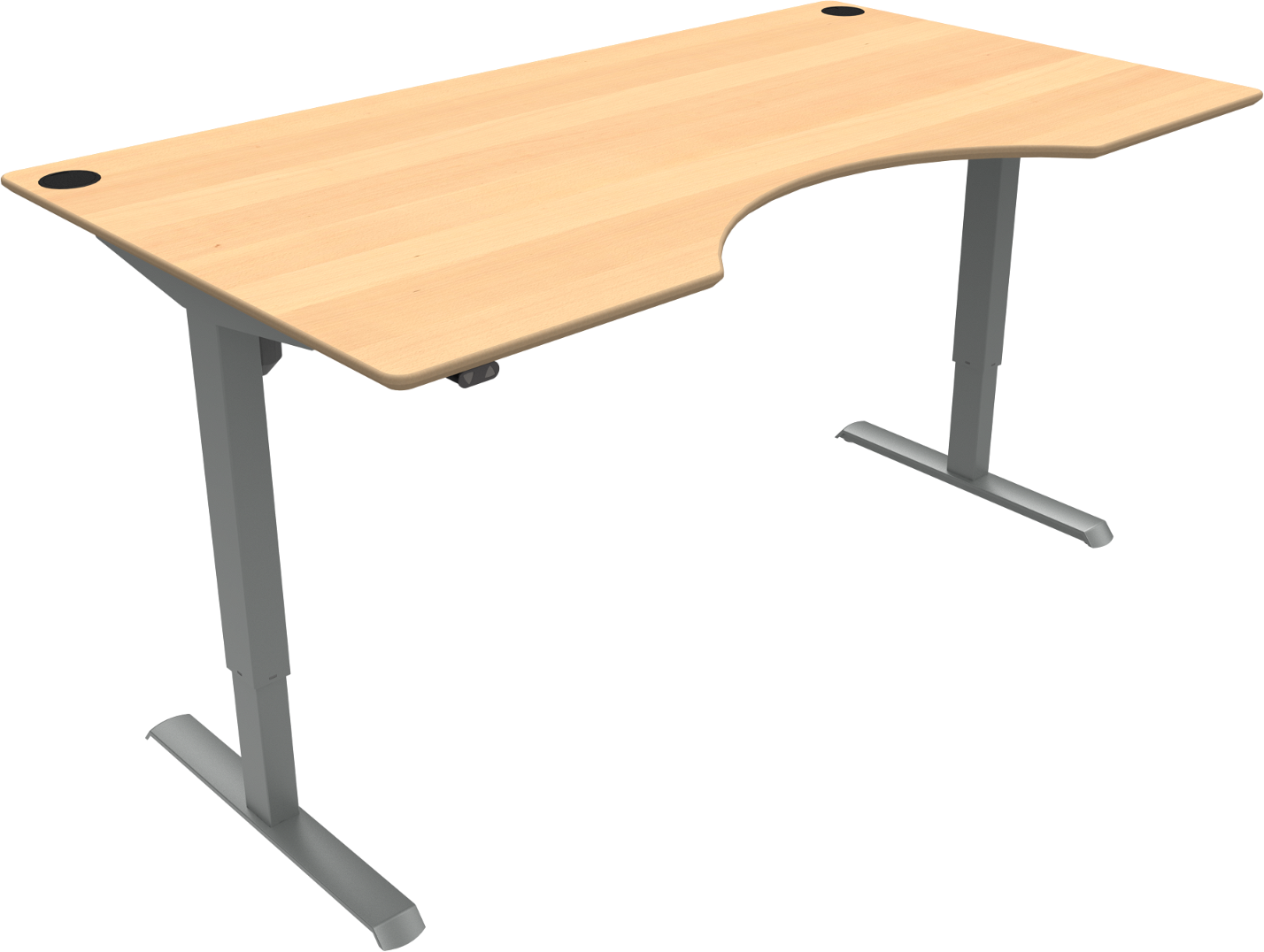 Adaptdesk   -bens Hæve- Sænkebord  Centerudskæring  Natur Sølv  H118x180x100    Bøg
