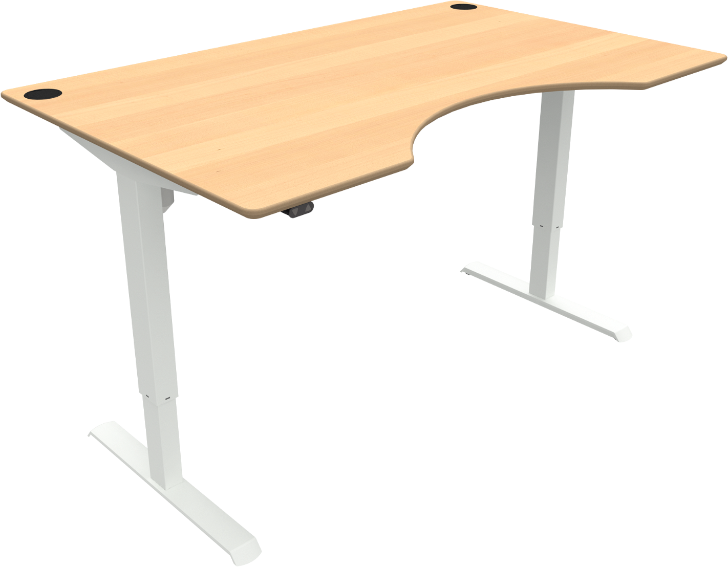 Adaptdesk   -bens Hæve- Sænkebord  Centerudskæring  Natur Hvid  H118x160x100    Bøg