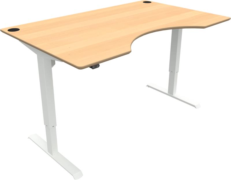 Adaptdesk   -bens Hæve- Sænkebord  Centerudskæring  Natur Hvid  H118x160x100    Bøg