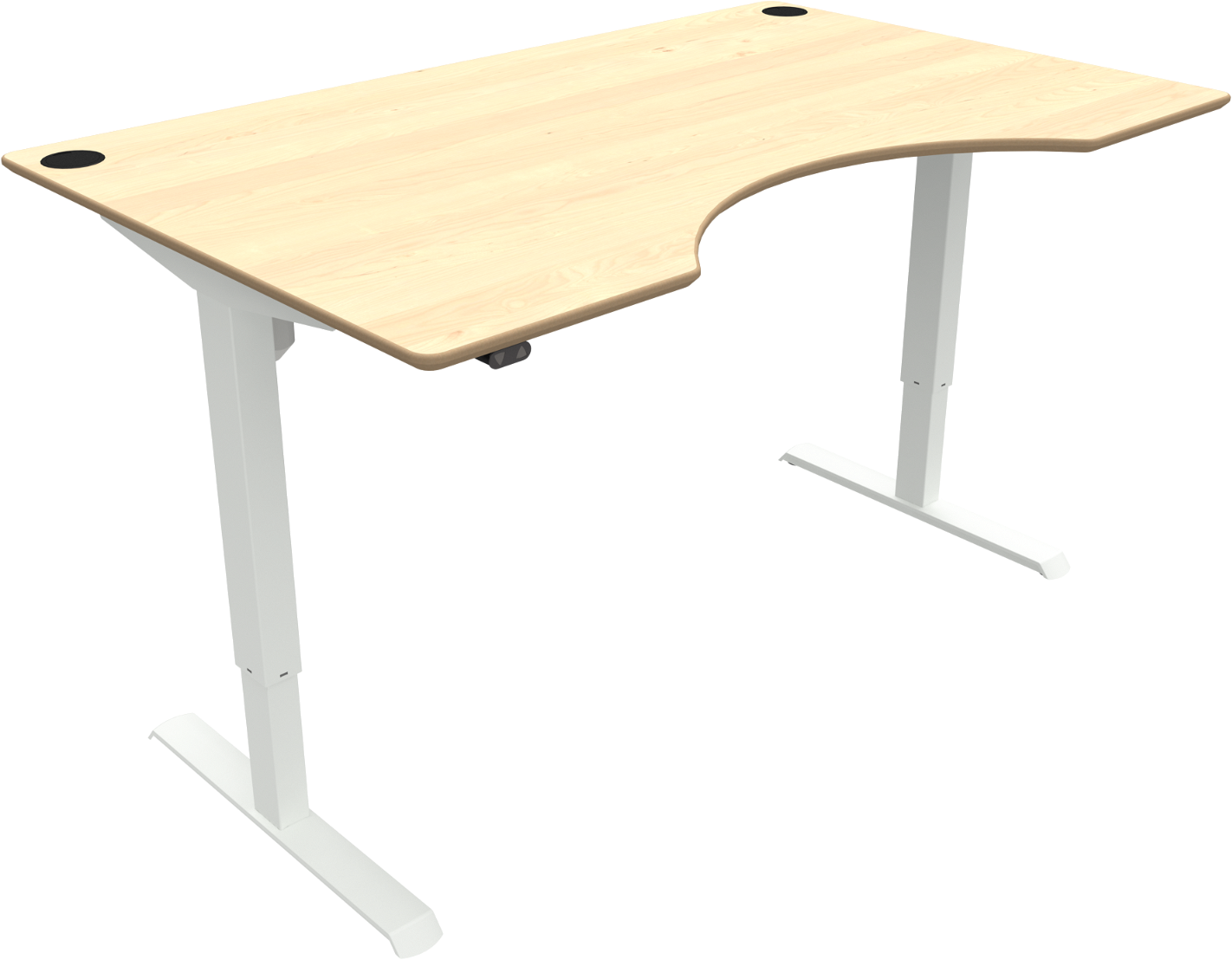 Adaptdesk   -bens Hæve- Sænkebord  Centerudskæring  Natur Hvid  H118x160x100    Ahorn