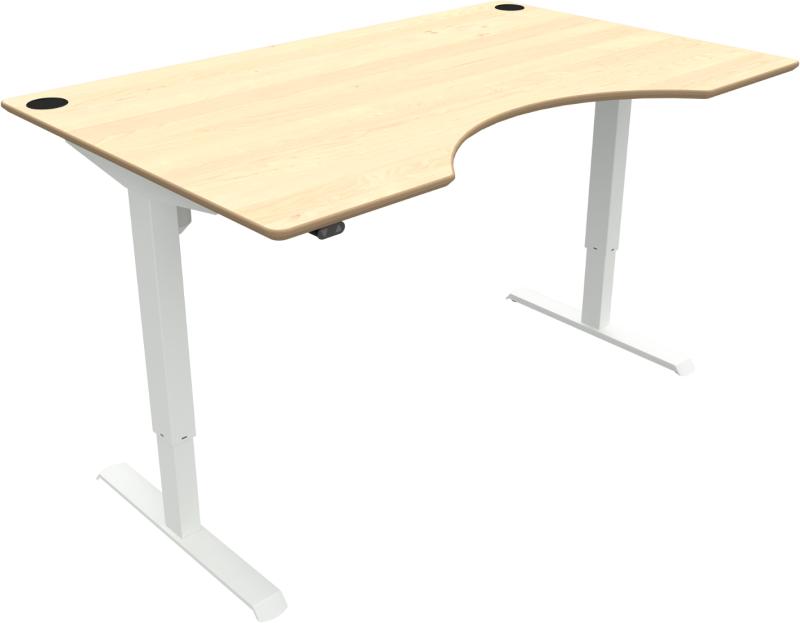 Adaptdesk   -bens Hæve- Sænkebord  Centerudskæring  Natur Hvid  H118x160x100    Ahorn