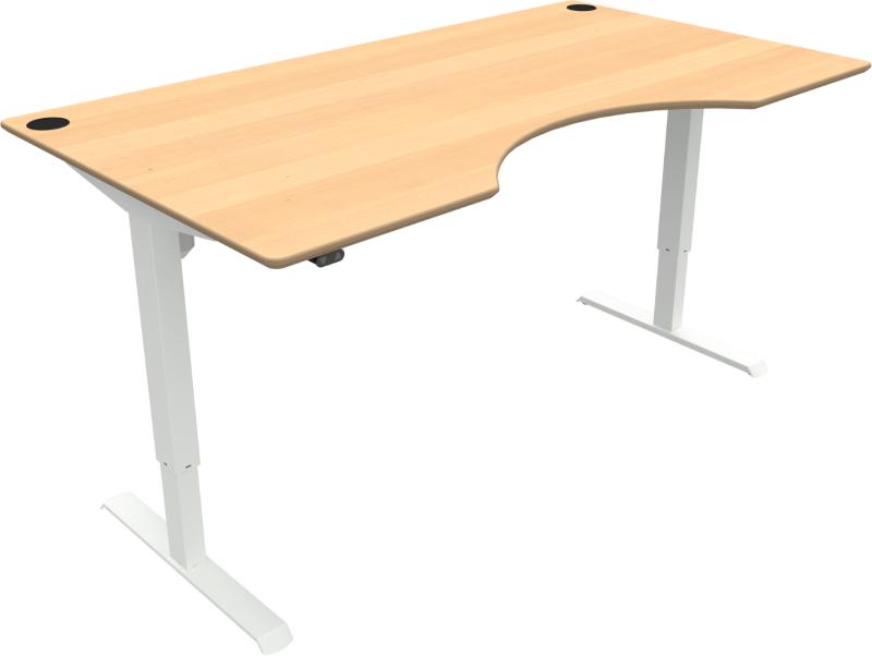 Adaptdesk   -bens Hæve- Sænkebord  Centerudskæring  Natur Hvid  H118x180x100    Bøg