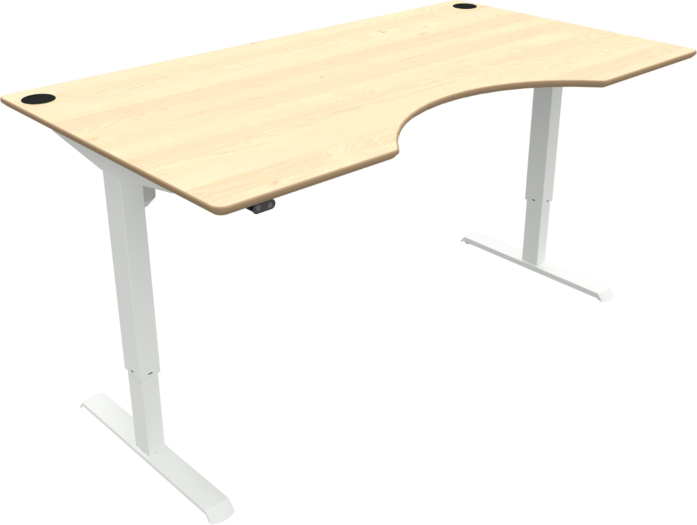 Adaptdesk   -bens Hæve- Sænkebord  Centerudskæring  Natur Hvid  H118x180x100    Ahorn