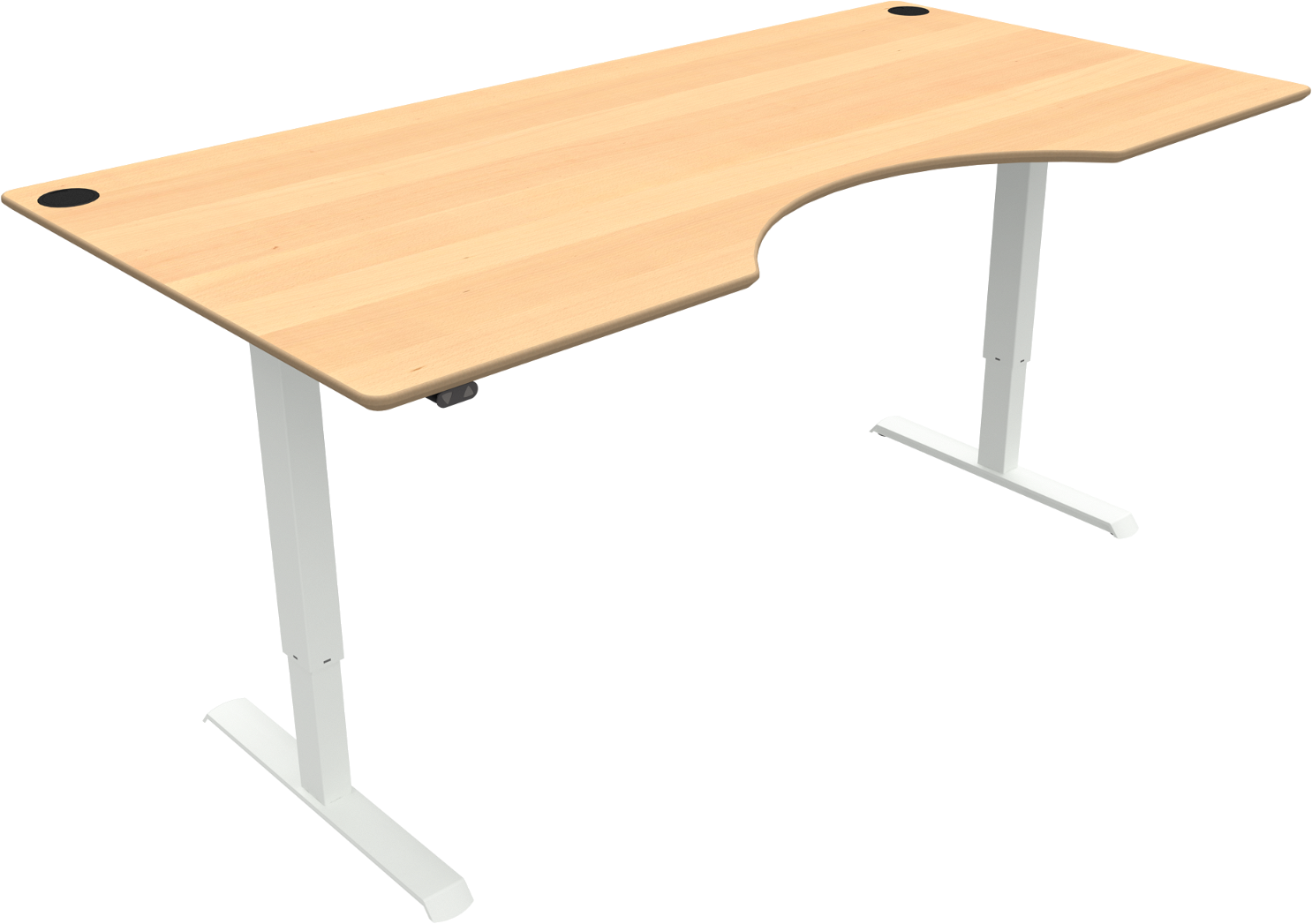 Adaptdesk   -bens Hæve- Sænkebord  Centerudskæring  Natur Hvid  H118x200x100    Bøg