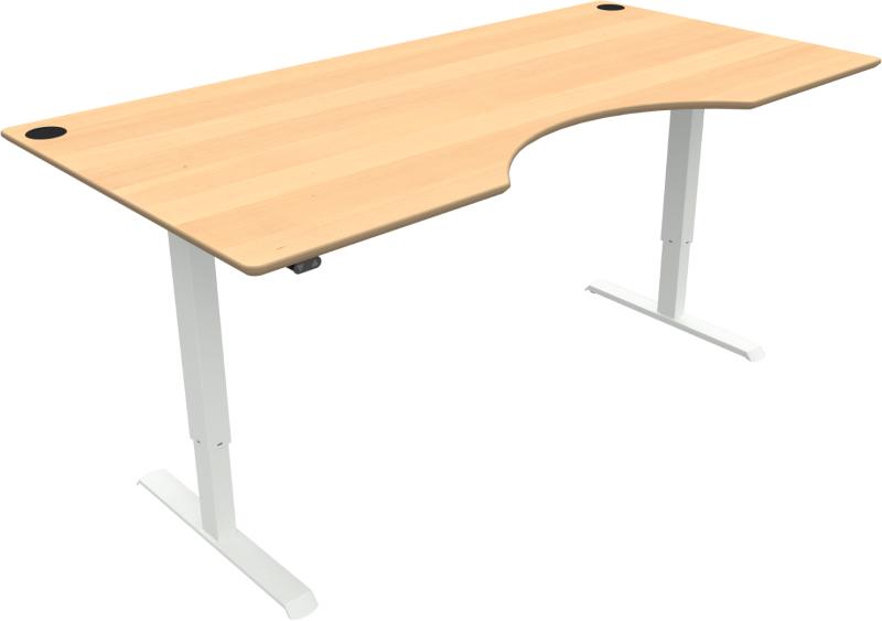 Adaptdesk   -bens Hæve- Sænkebord  Centerudskæring  Natur Hvid  H118x200x100    Bøg