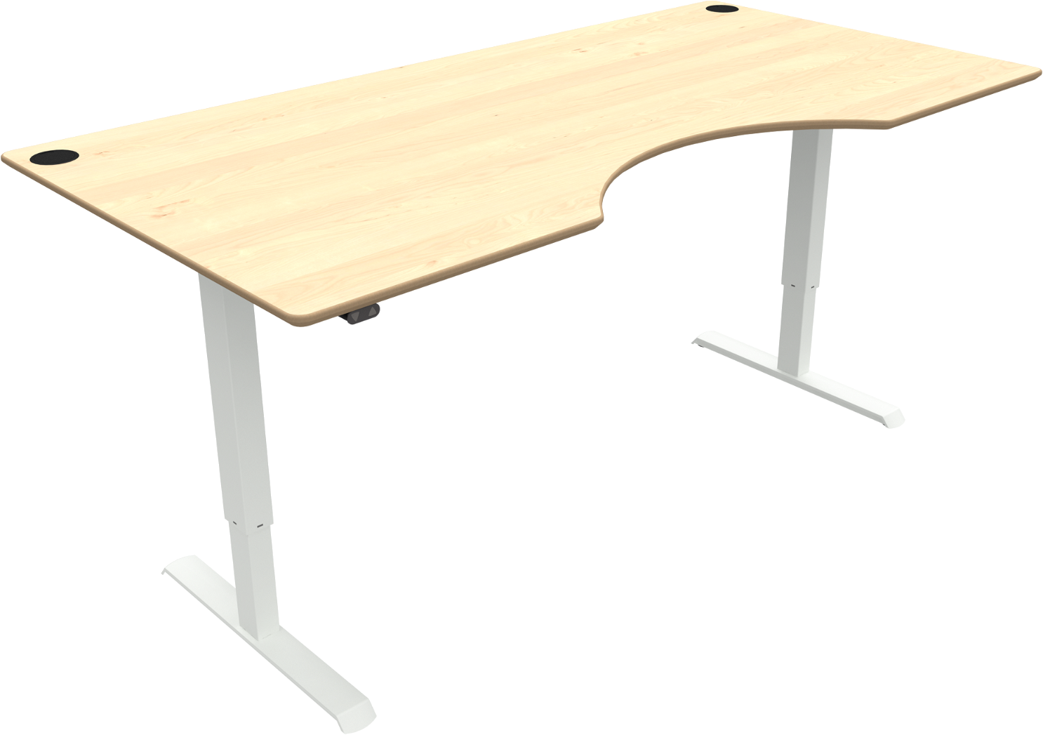 Adaptdesk   -bens Hæve- Sænkebord  Centerudskæring  Natur Hvid  H118x200x100    Ahorn