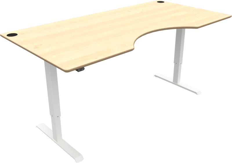 Adaptdesk   -bens Hæve- Sænkebord  Centerudskæring  Natur Hvid  H118x200x100    Ahorn