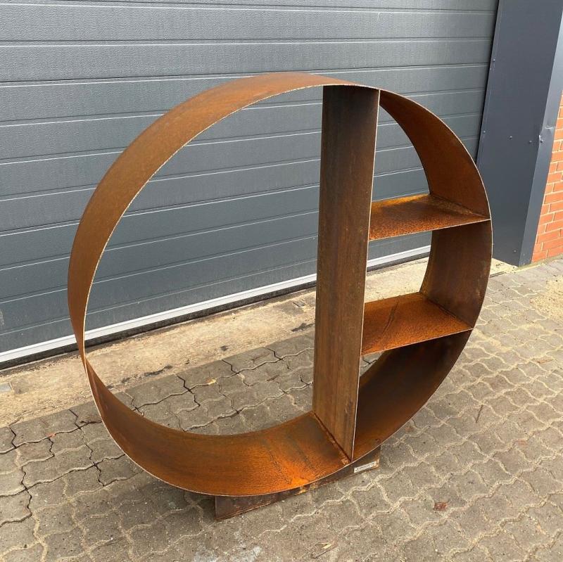Fritstående Brændeskjul  Diameter 127cm Rust Med Skillerum