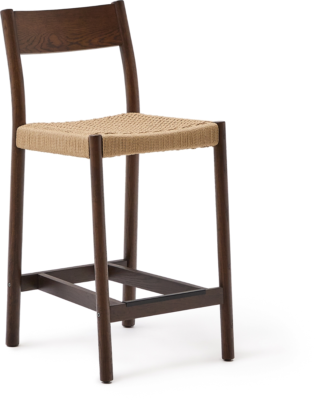 Yalia  Barstol Med Ryglæn  Brun Mørk Natur  H92x45x51    Egetræ
