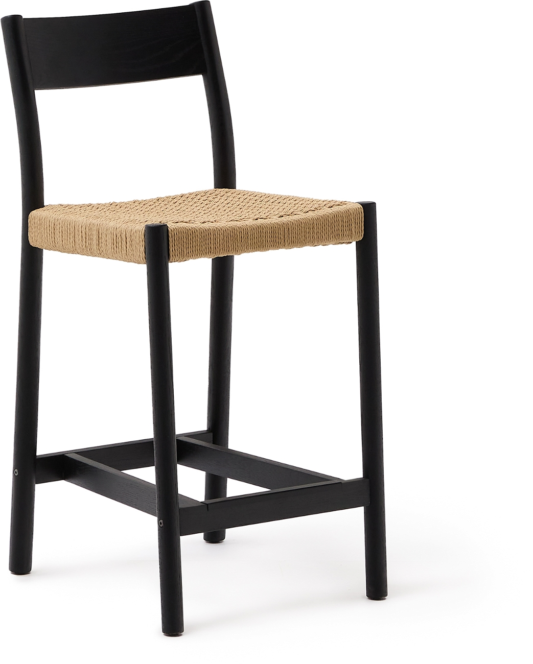 Yalia  Barstol Med Ryglæn  Sort  H92x45x51    Egetræ
